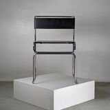 Suite of 4 chairs in chromed metal and leather by Giovanni Carini for Planula - 70s