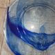 Large round blue crystal dish