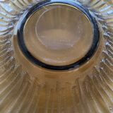 Old Verrex smoked glass fruit bowl, with a radius decoration cut into the glass