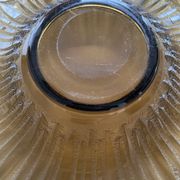 Old Verrex smoked glass fruit bowl, with a radius decoration cut into the glass