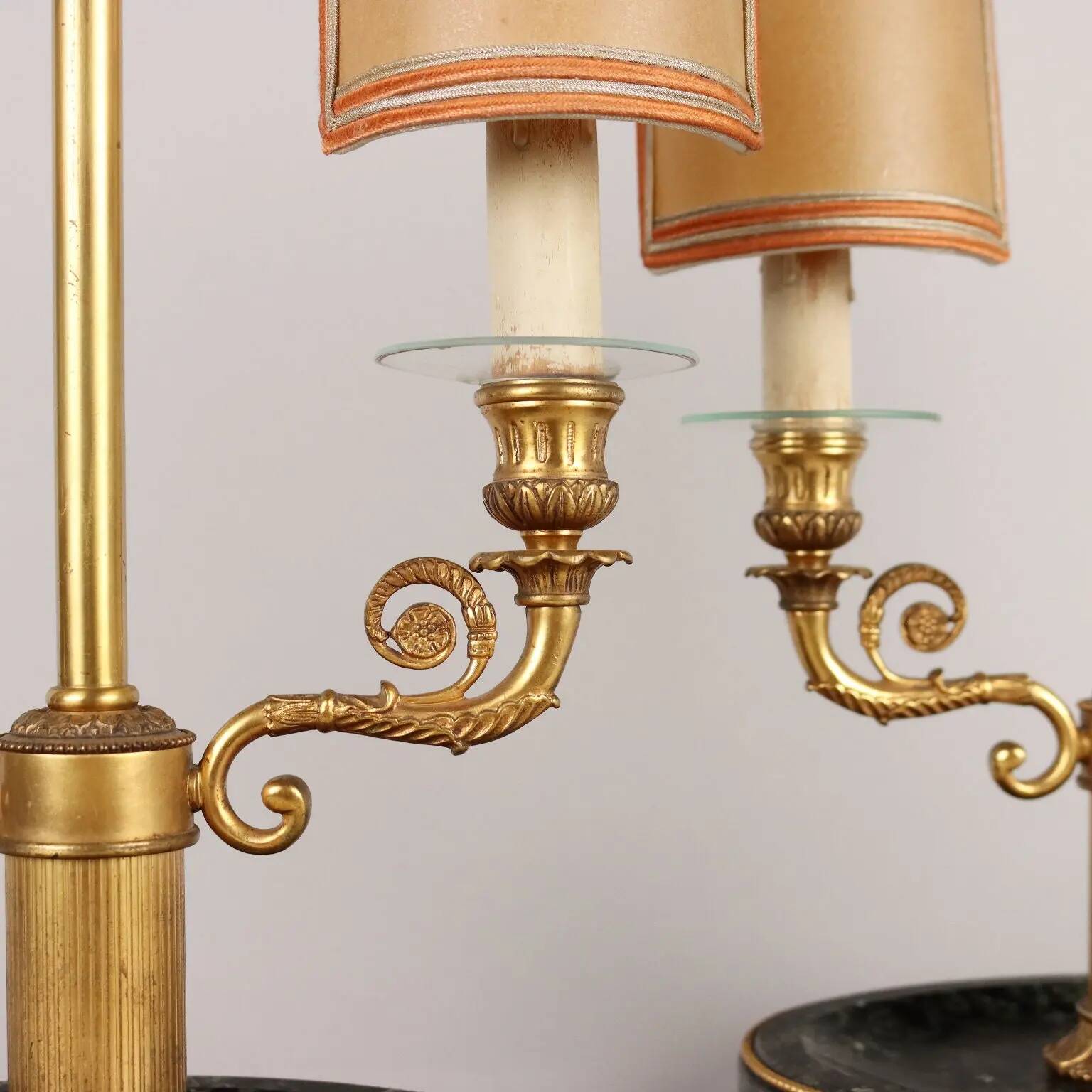 Lampes de table vintage première moitié '900 en bronze doré et marbre