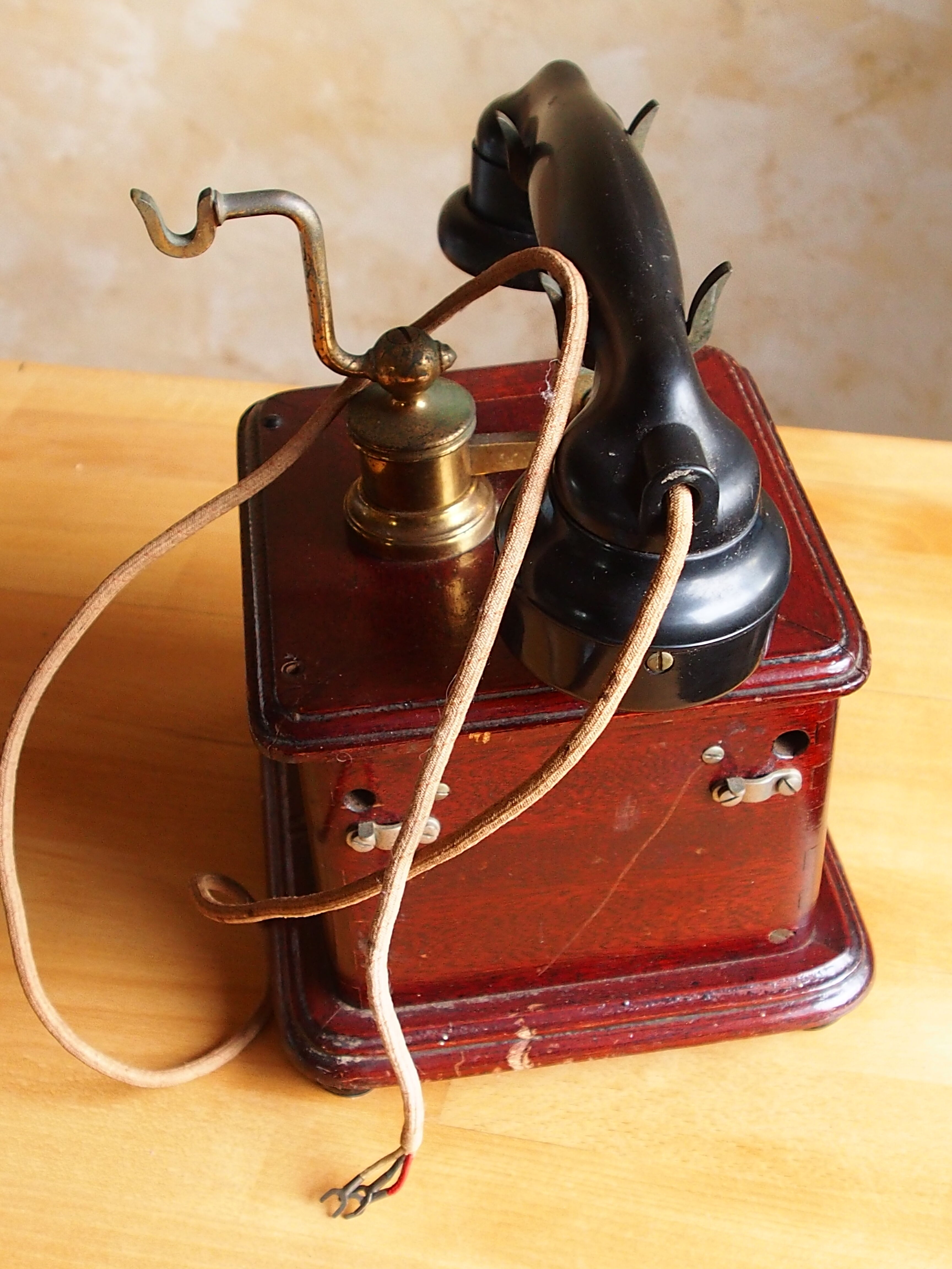 Ericsson antique telephone in wood and bakelite