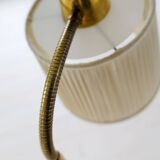 Mid-century brown leather and brass floor lamp, Falkenbergs Belysning, Sweden, 1960s.