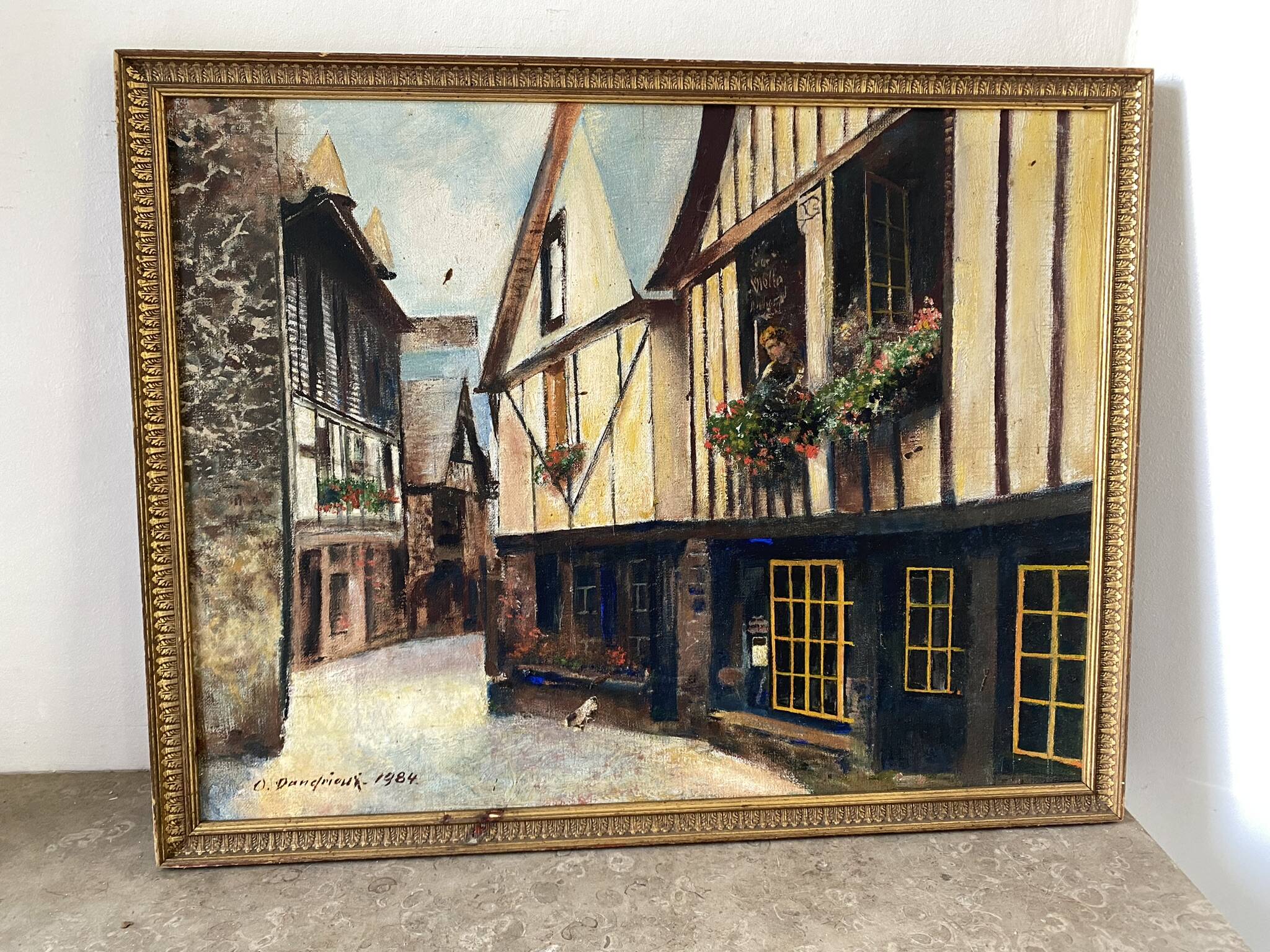 Signed village landscape from 1984