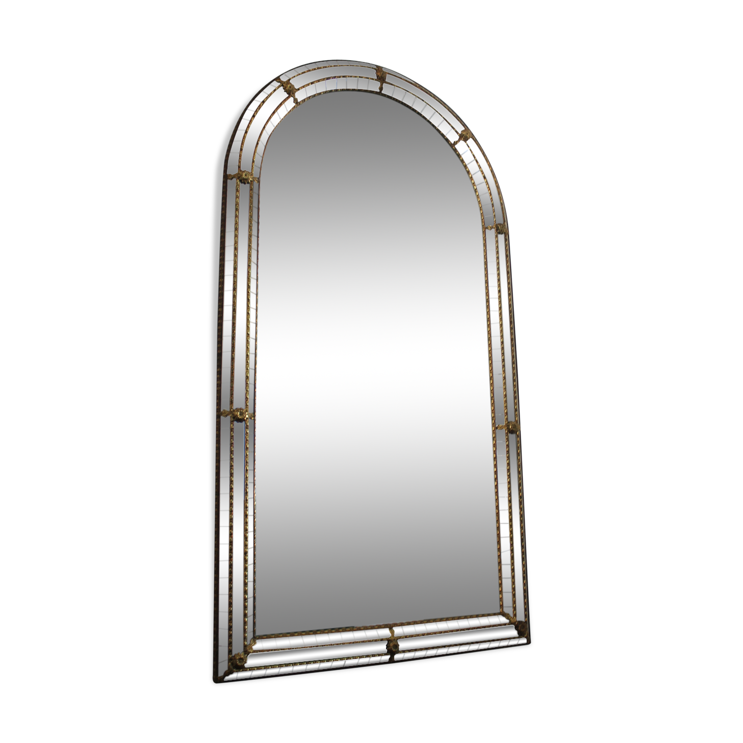 Large Venetian mirror with glazing beads and brass 110x60cm