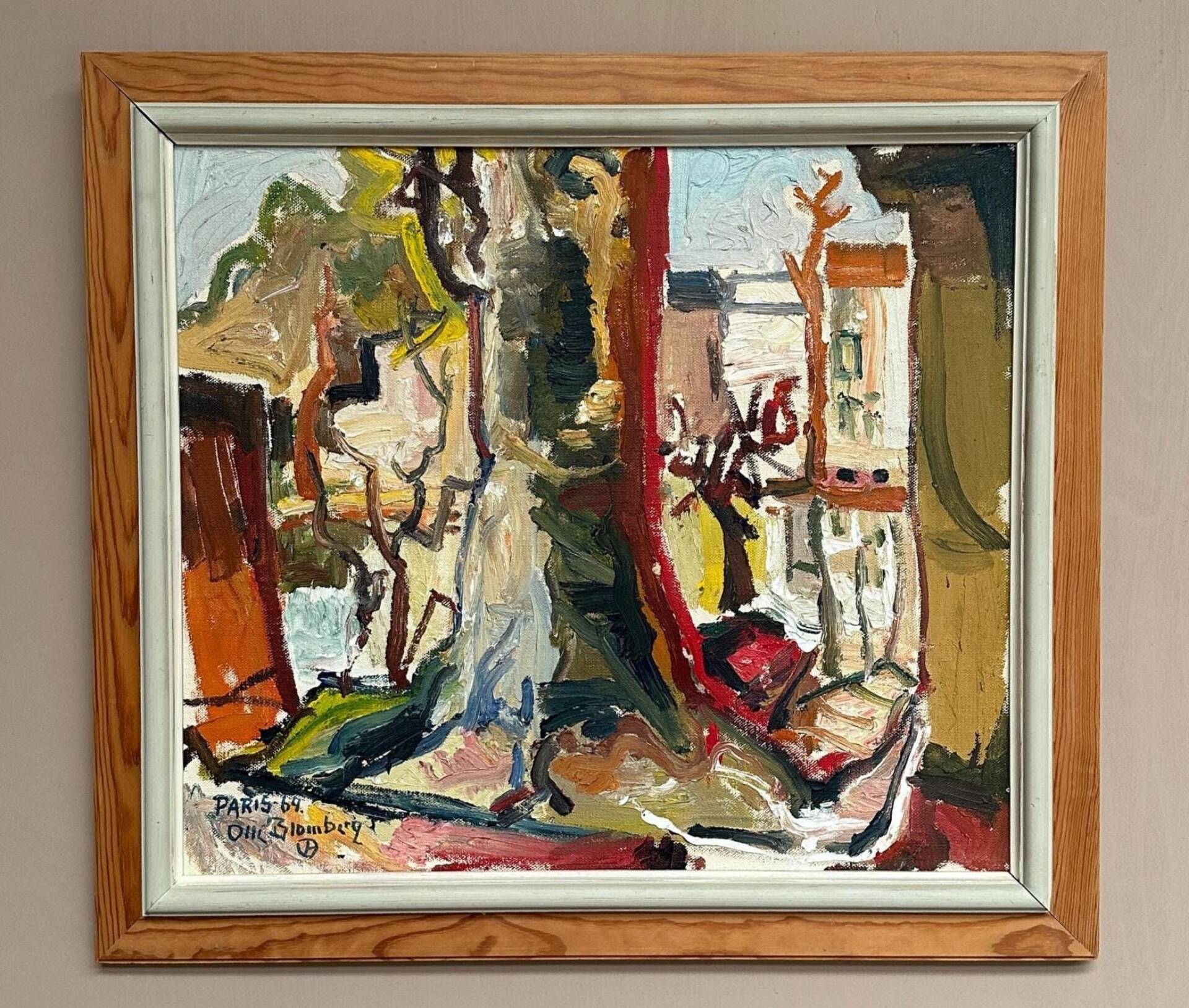 Original Swedish Oil On Panel – Paris (1964) – Olle Blomberg