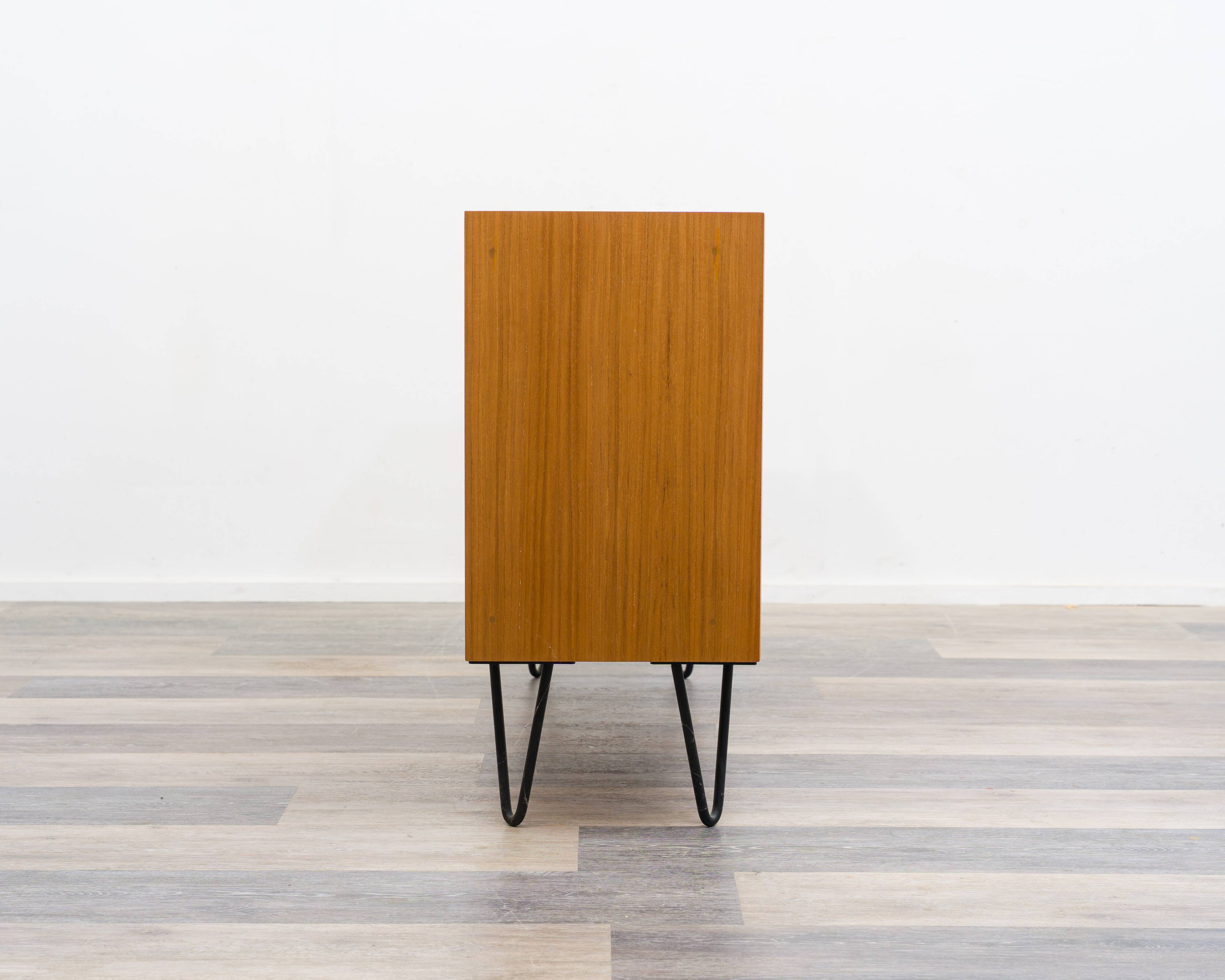 Two-door chest of drawers/sideboard with hairpin legs, 1960s. Restored