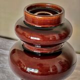 Vintage large 70's Steuler Ceramic Germany 288/25 Cari Zalloni Design Candle Holder dark brown