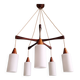 Large Scandinavian chandelier in teak and tubular white opaline, 1960.