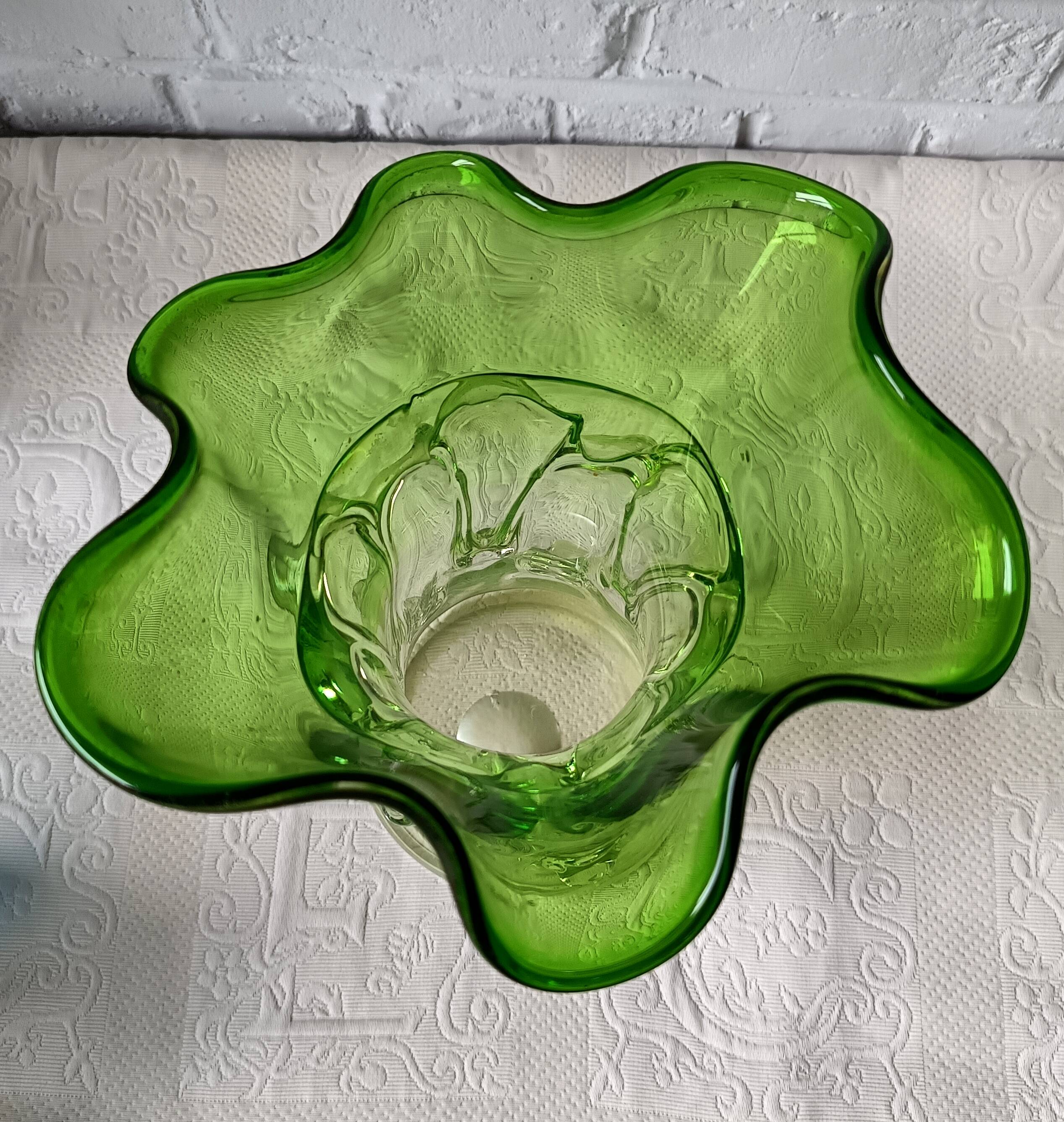 Grand vase verre vert vintage