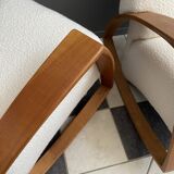 Pair of large rocking chairs reupholstered in White Boucle