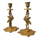 Pair of old bronze candlesticks