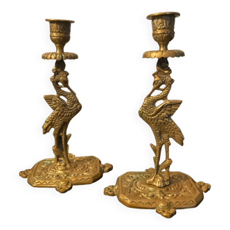Pair of old bronze candlesticks