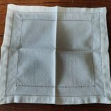 Série de huit serviettes de table coton granité blanc jours 27 X 29 cm