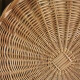 Two vintage handles wicker round tray