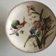 Assiette montée à gateaux en terre de fer 19e fleurs et oiseaux