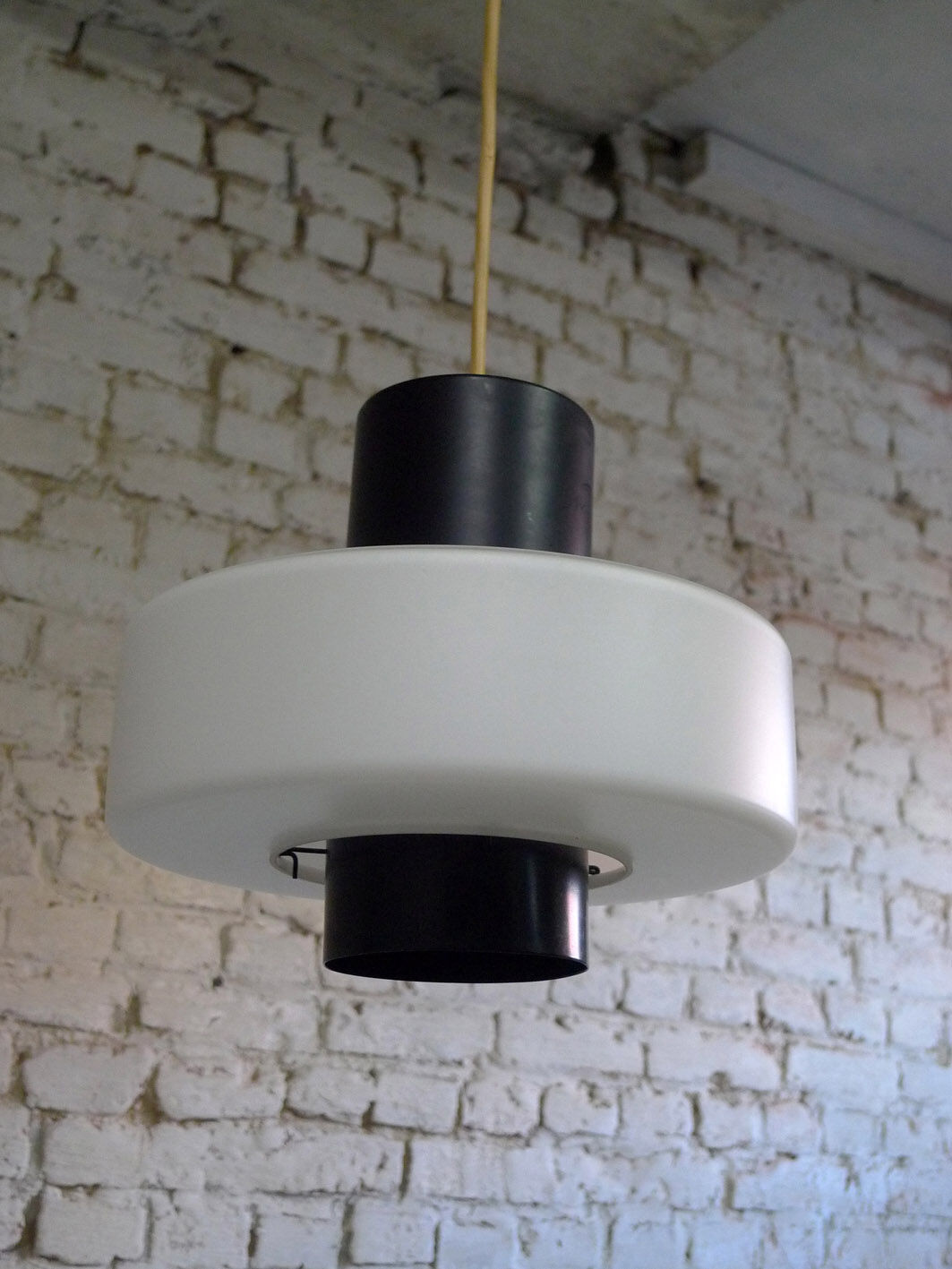 Metal and opaline pendant light, 1950