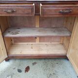 Low Parisian sideboard in solid wood 2 doors 2 drawers art deco handles