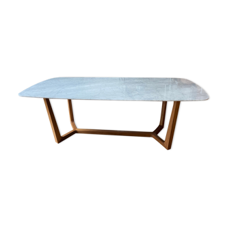 Table marble and wood walnut concorde poliform