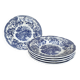 Set of five English deep plates, made of ironstone ceramic, romantic scene.