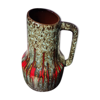 Ancient west germany ceramics multicolor enamel vase - anse vintage
