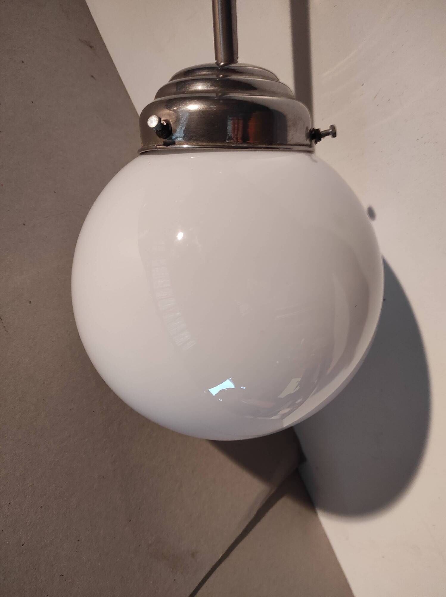 Art deco ball opaline white type brewery lamp