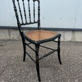 Napoleon III chair in blackened wood and cane