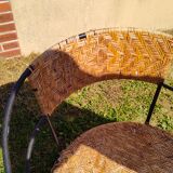 Garden table and wrought iron chair