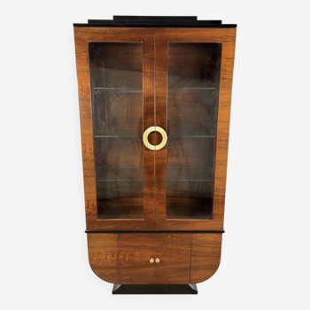 Art Deco walnut display cabinet