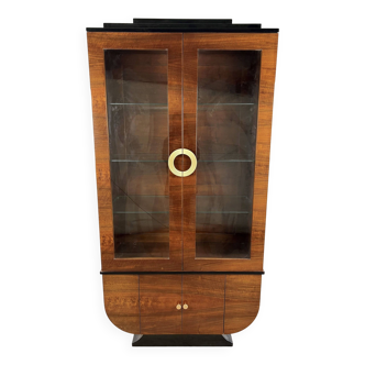 Art Deco walnut display cabinet