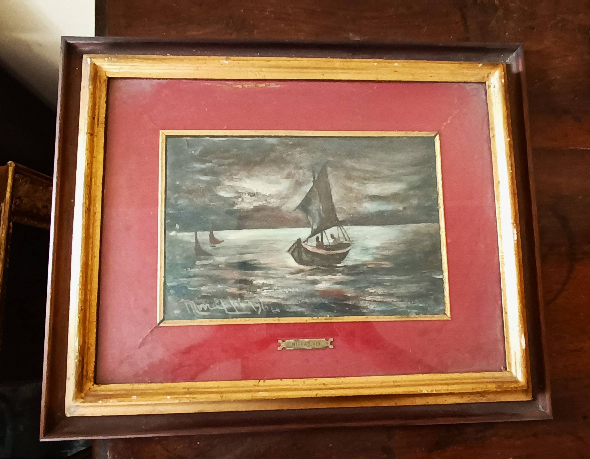 peinture à l'huile marine sur bois - Mirra Lapi (Santa Croce sull'Arno 20ème siècle)