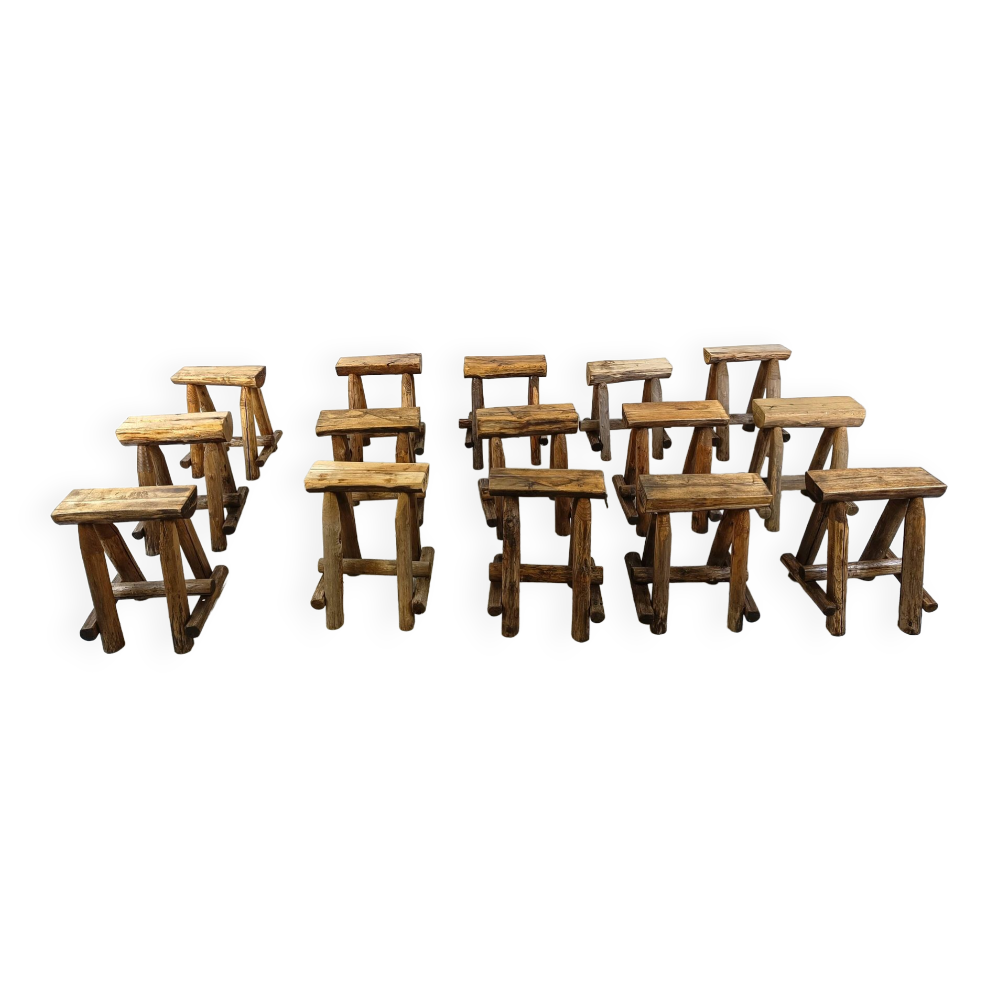 Vintage oak stools, 1970