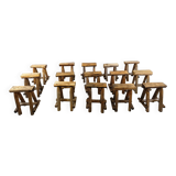 Vintage oak stools, 1970