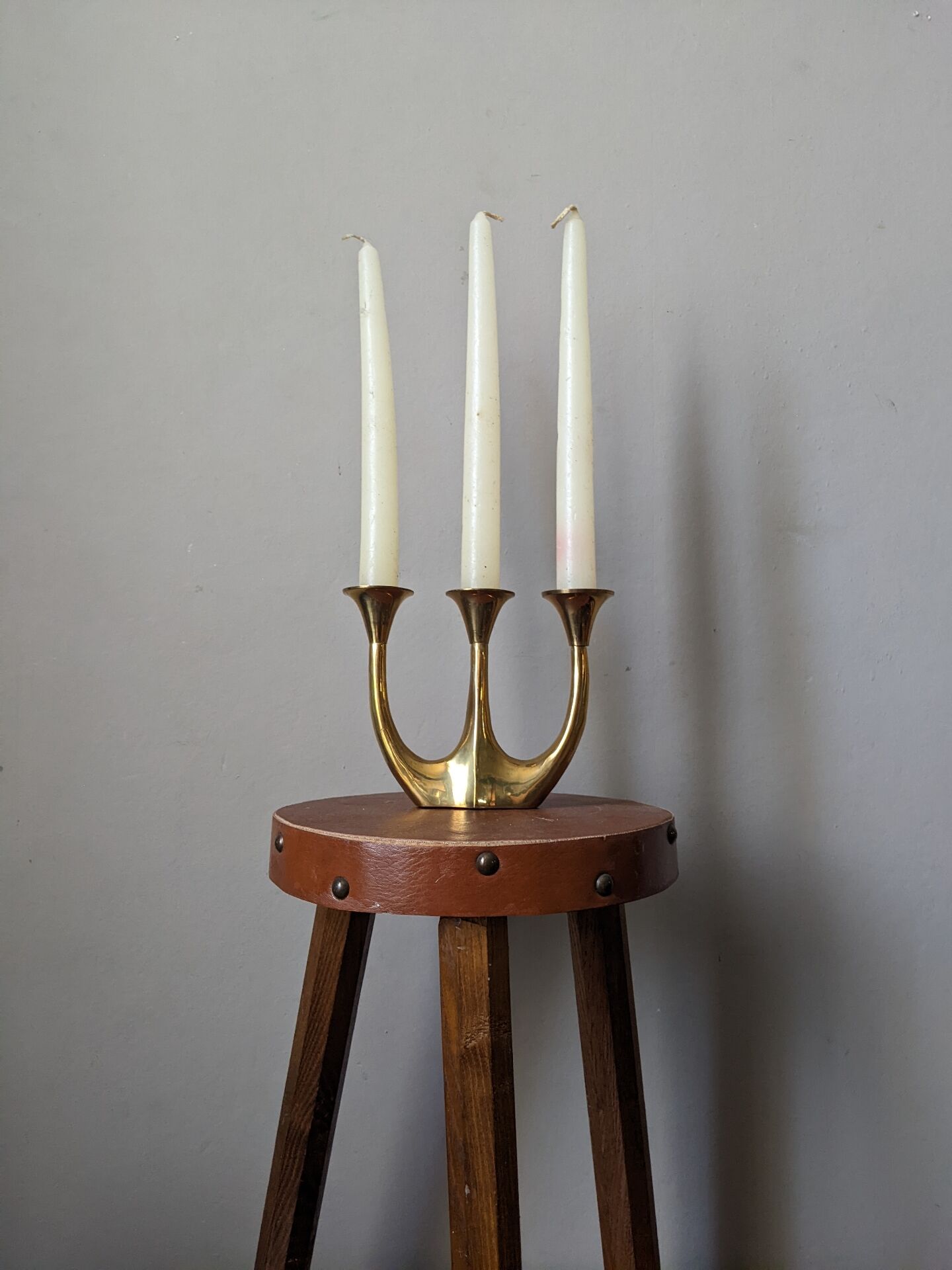 Three-branch brass candlestick Scandinavian country decoration