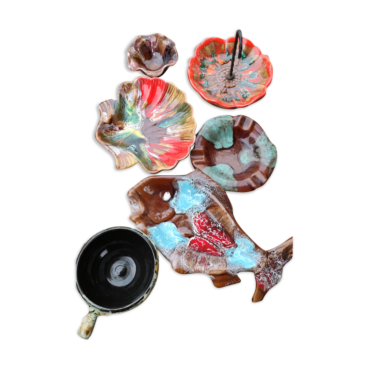 Set of five maritime ceramics from Vallauris