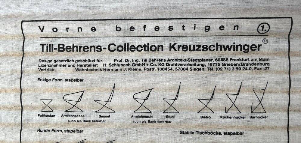 Leather cushion for postmodern Kreuzschwinger chair by Till Behrens, 1980s, set of 2.