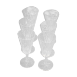 6 vintage champagne flutes patterned leaves or petals