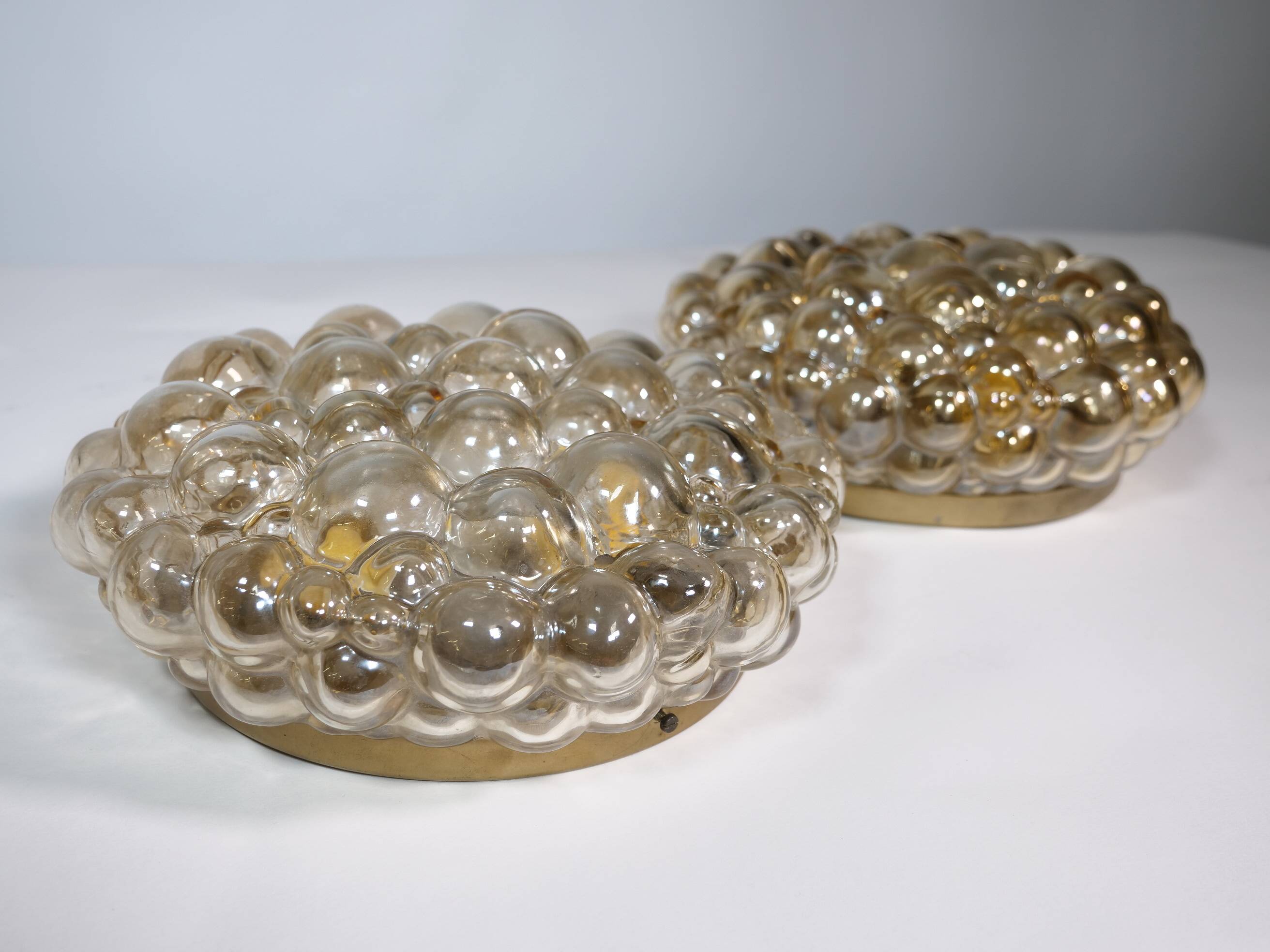 Plafonniers en verre bullé par Helena Tynell pour Glashütte Limburg, lot de 2