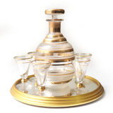 Service with cafare glasses and mirror tray