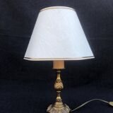 French Louis XV Style Table Lamp: Cream Hexagon Shade, Gold Trim