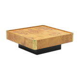 Coffee table & cigar box in burlwood & golden messing box, Italy