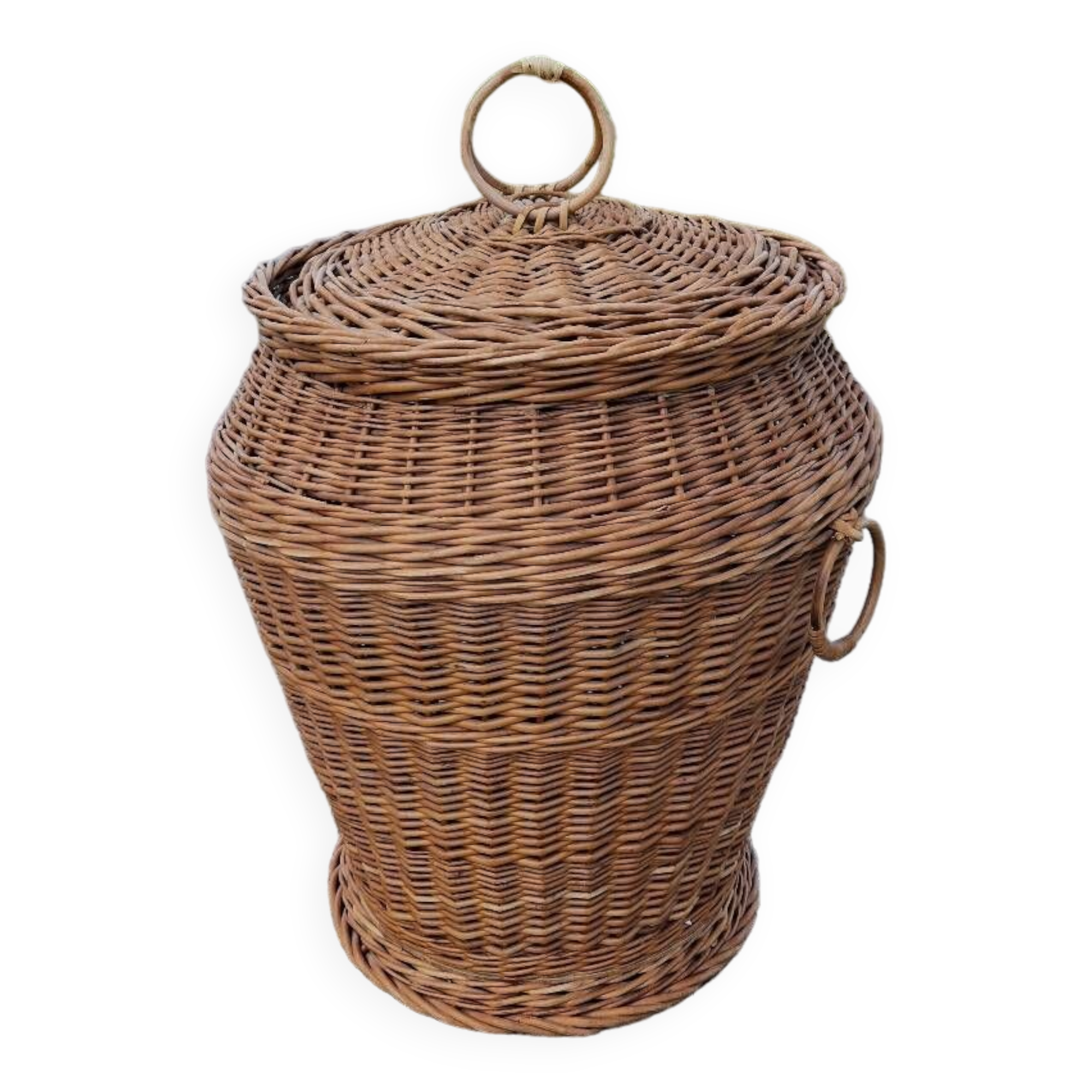 Vintage rattan laundry basket