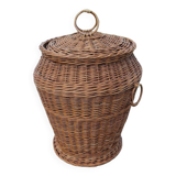 Vintage rattan laundry basket