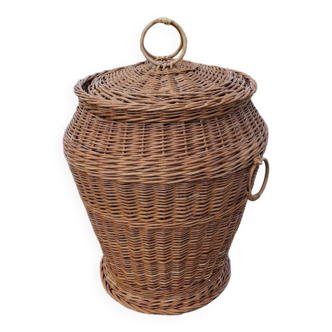 Vintage rattan laundry basket