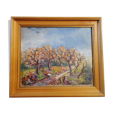 Oil painting "Chestnut Gatherers" by Louis Combalot