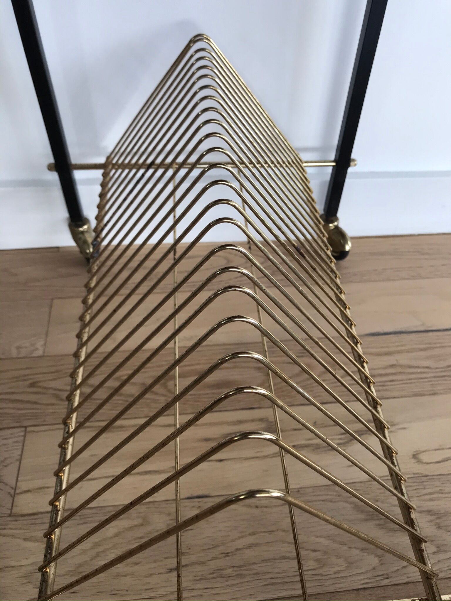 Vintage vinyl coffee table on wheels 1960