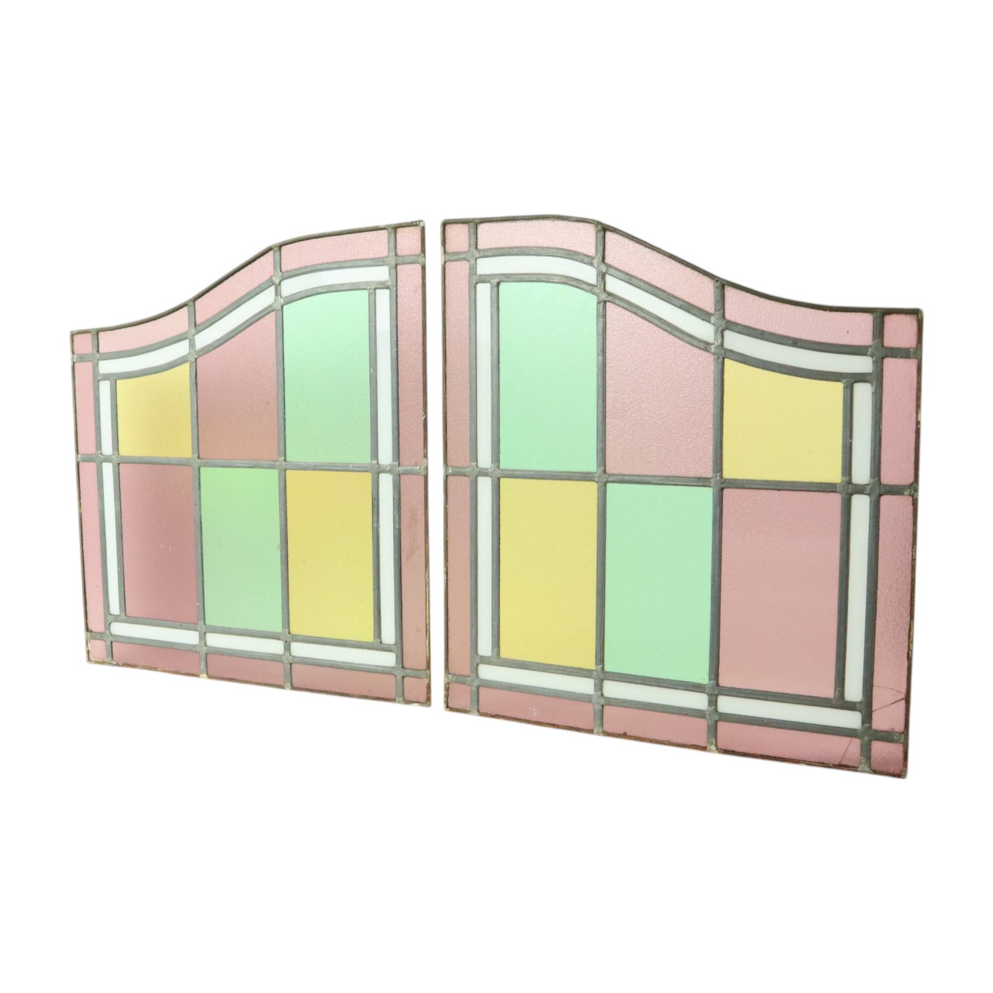 Vintage Stained Glass Window Stained Glass Set of 2 Classic Style 92x50cm
