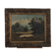Huile sur toile paysage lacustre