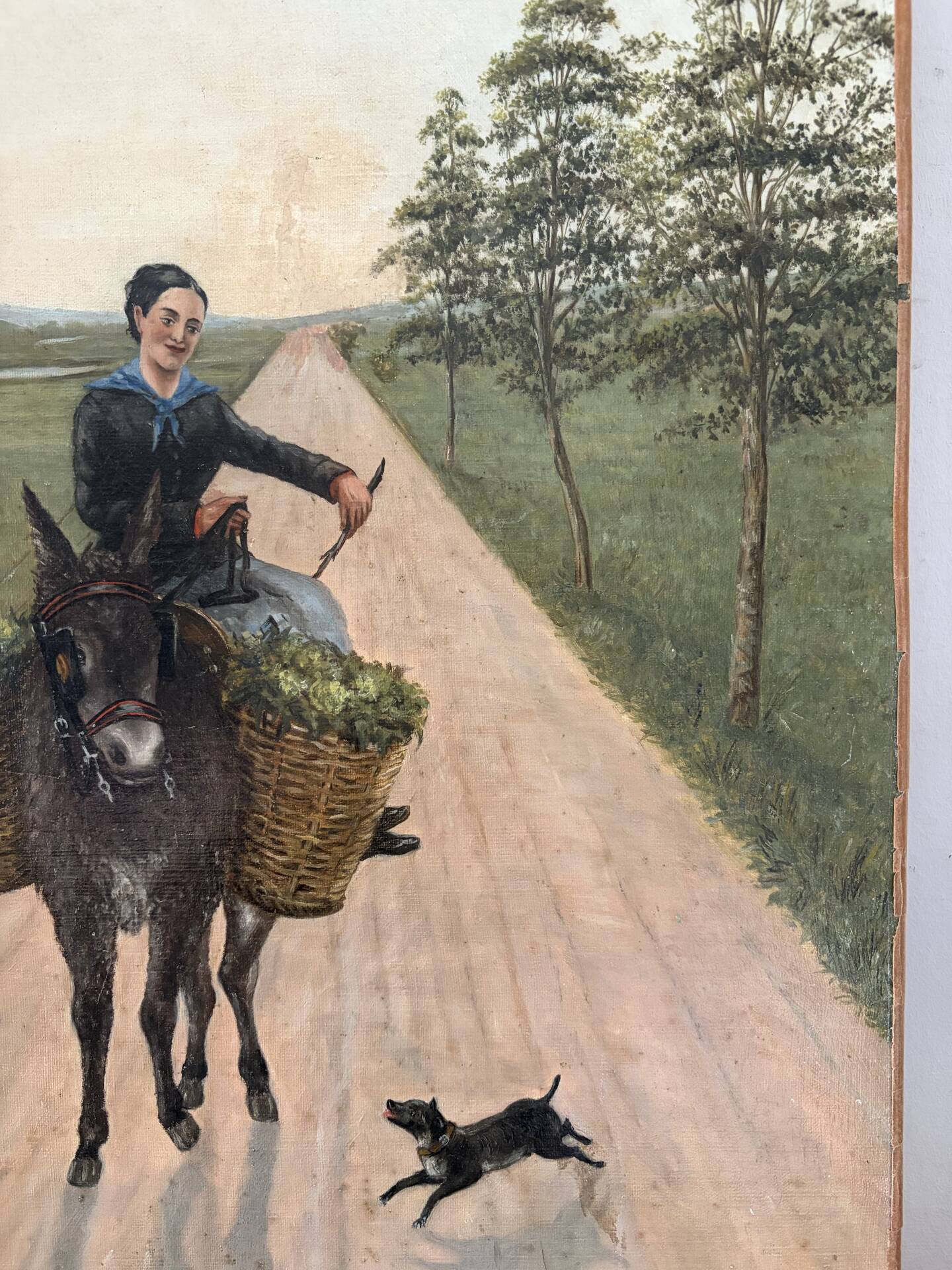 Woman with Donkey, oil on canvas signed 1886