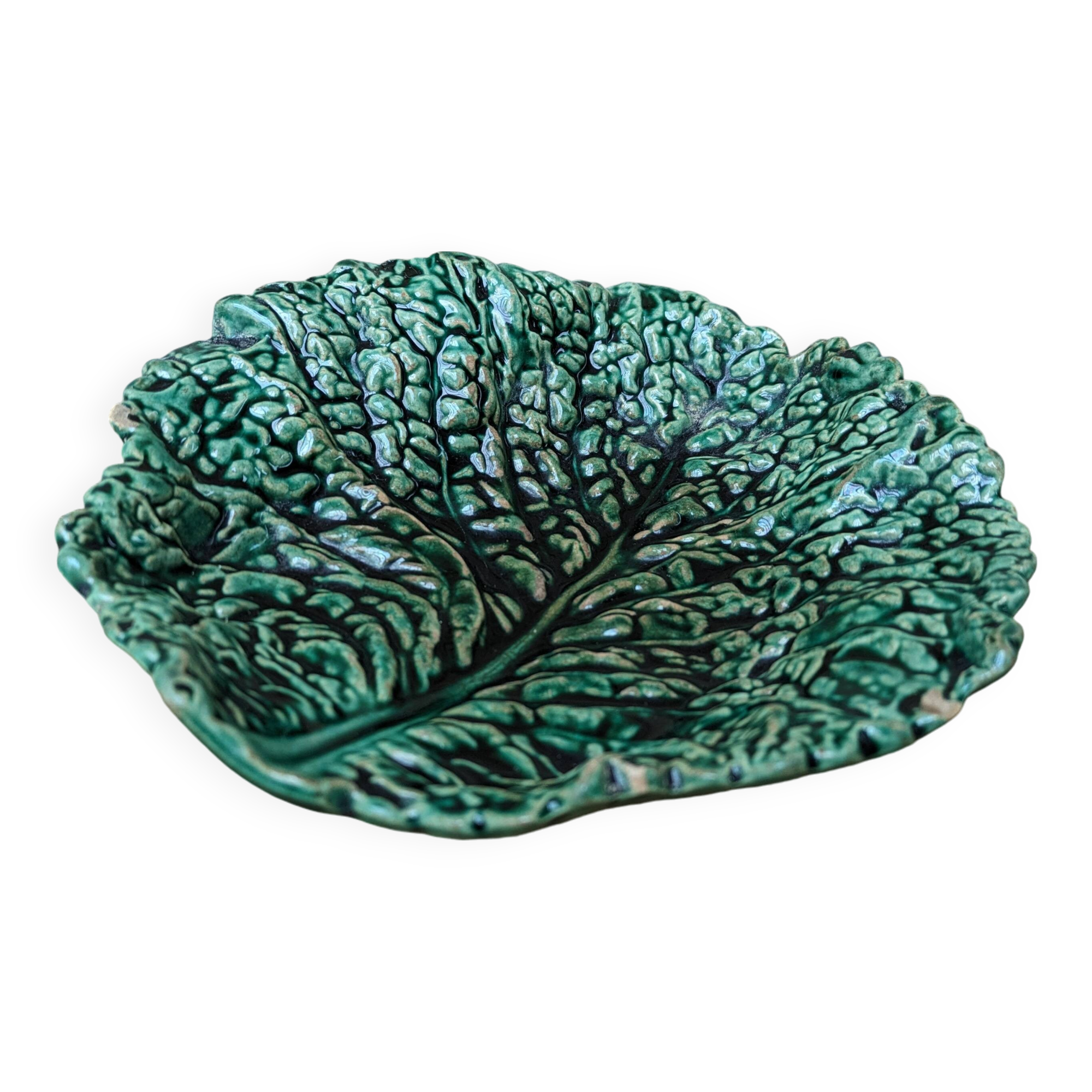 Sarreguemines ceramic cabbage leaf emptier
